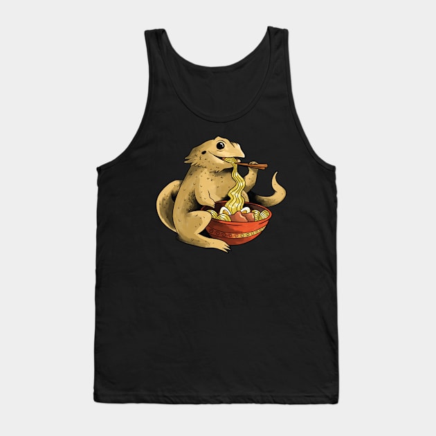 Bearded Dragon Eating Ramen Noodles Tank Top by Visual Vibes